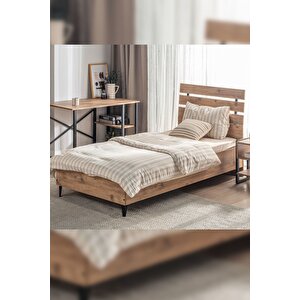 Kr1s Tek Kişilik Ahşap Başlıklı Karyola - 90x190 - Çam