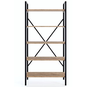 90x180 Metal Kitaplık 5 Raflı - Sakramento/siyah