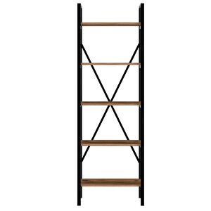 Siyah  Çam Metal Kitaplık 5 Raflı -  60x180