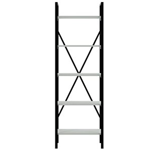 Metal Ayaklı 5 Raflı Kitaplık - 60x180cm - Beyaz