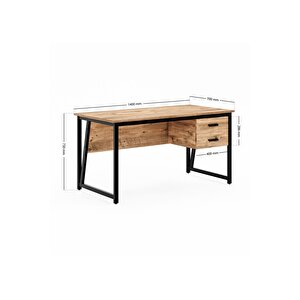 Ms2c Çalışma Masası, Ofis Masası - 2 Çekmeceli - 140cm - Çam