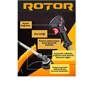 Rotor Bc520a 52 cc, 2 hp Benzinli Yan Tırpan, 400 mm Kesim