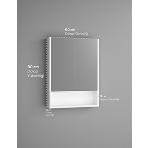 Lotus Mdf 2 Kapaklı Aynalı Banyo Dolabı Lavabo Üstü Dolap Çok Amaçlı Banyo Dolabı Beyaz
