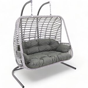 Monalin Home Garden Kudüs Rattan El Örgüsü Çift Kişilik Balkon Teras Bahçe Salıncağı