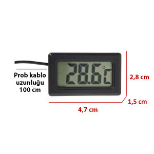 Aek-tech Mini Dijital Prob Termometre (siyah)