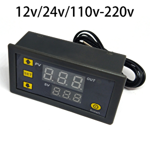 Dijital Sıcaklık Kontrol Termostatı Çift Ekranlı 12v
