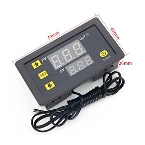 Dijital Sıcaklık Kontrol Termostatı Çift Ekranlı 12v