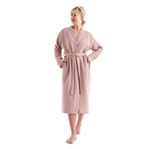 Unisex Kimono 4 Kat Müslin Bornoz Pudra