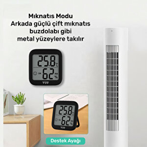 Vit 2'li İç Mekan Dijital Isı Ve Nem Ölçer Siyah Termometre Bvt17-01