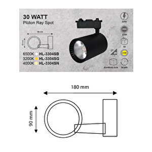 Hl-3304s 30 Watt Siyah Kasa Cob Led Ray Spot Lamba Led Işık Gün Işığı