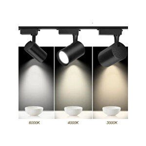 3 Adet 30w Led Ray Spot Lamba 1 Metre Raylı Mağaza Ve Vitrin Armatürü Siyah Kasa Gün Işığı