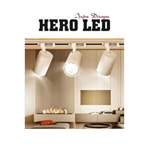 3 Adet 30w Led Ray Spot Lamba 1 Metre Raylı Mağaza Ve Vitrin Armatürü Beyaz Kasa