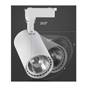 3 Adet 30w Led Ray Spot Lamba 1 Metre Raylı Mağaza Ve Vitrin Armatürü Beyaz Kasa