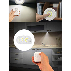 Hl-5516 3 Watt Uzaktan Kumandalı Yapışkanlı Kablosuz Pilli Led 3'lü Spot Led Lamba