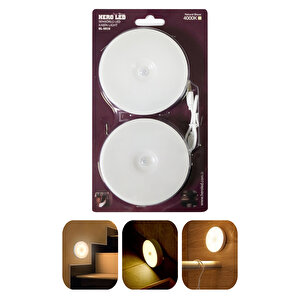 Hl-5515 2'li Paket Şarjlı Sensörlü Mıknatıslı Kabin Led Aydınlatma Lamba Dolap Dekoratif Spot 4000k