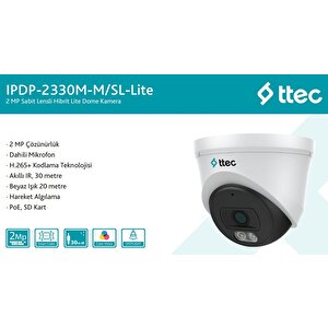 Ipdp-2330m-m/sl-lite 2mp 2.8mm Sabit Lens Dahili Sesli Gece Renkli Ip Dome Kamera Sadece Poe İle Çalışır