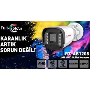 Retro Rt-ab1208 2mp 2.8mm Sabit Lens 8 Led Fullcolor Gece Renkli Ir Bullet Ahd Kamera