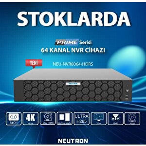 Neu-nvr8064-hdrs 64 Kanal 8 Hdd Ultra H.265+ Raid Destekli 4k Nvr Kayıt Cihazı