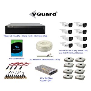 Vguard 2mp 8 Kameralı Dış Ortam Ahd Hd-tvi Full Kamera Seti 1tb Disk