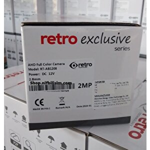 Retro Rt-ab1208 2mp 2.8mm Sabit Lens 8 Led Fullcolor Gece Renkli Ir Bullet Ahd Kamera