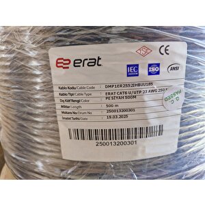 Erat Dmp1er2552ihbuu185 Cat6 U/utp 23awg 250 Mhz Pe Outdoor Dış Ortam 500 Metre Full Bakır Cat6 Kablo Siyah