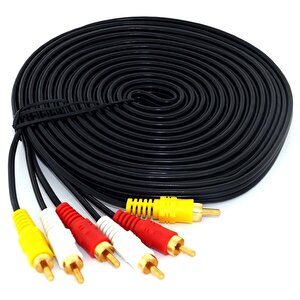 6 Metre Hazır Cctv Av Gold Kablo 3rca 3 Rca Erkek Ses Video Power
