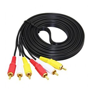 6 Metre Hazır Cctv Av Gold Kablo 3rca 3 Rca Erkek Ses Video Power