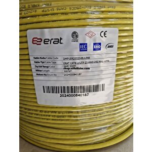 Erat Dmp1er2552ihbuu395 Cat6 U/utp 23awg 250 Mhz Hffr 500 Metre Full Bakır Cat6 Kablo Sarı