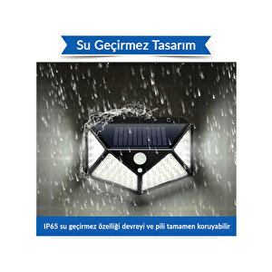 Hl-5163 100 Ledli Güneş Enerjili Dış Mekan Solar Duvar Armatürü Beyaz Işık