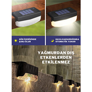 Hl-5175 4 Adet Solar Güneş Enerjili Şarj Edilen Köşebent Merdiven Veranda Bahçe Led Lamba 3200k
