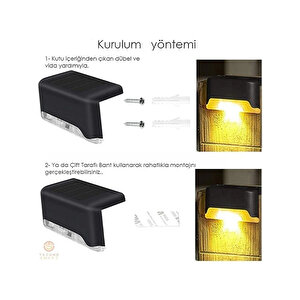 Hl-5175 4 Adet Solar Güneş Enerjili Şarj Edilen Köşebent Merdiven Veranda Bahçe Led Lamba 3200k