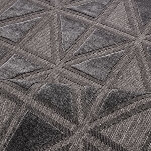 Zara Antrasit Geometrik Halı Zt04 - 100x300 100x300 cm