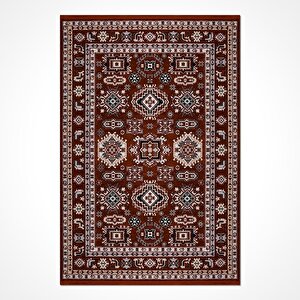 Kutay Bordo Etnik Desen Halı Ky04 - 100x200
