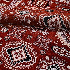 Kutay Bordo Etnik Desen Halı Ky04 - 100x200