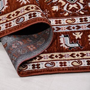 Kutay Bordo Etnik Desen Halı Ky04 - 100x200