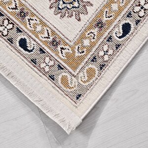 Kutay Beyaz Etnik Desen Halı Ky02 - 100x200 100x200 cm
