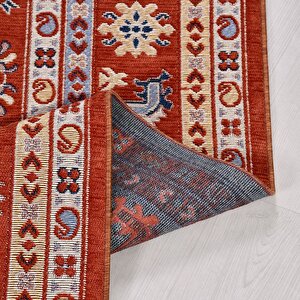 Kutay Kırmızı Etnik Desen Halı Ky01 - 100x200
