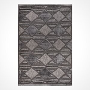 Zara Antrasit Geometrik Halı Zt03 - 100x300 100x300 cm