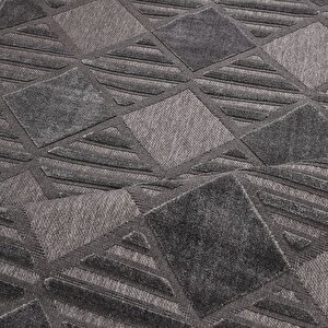 Zara Antrasit Geometrik Halı Zt03 - 100x300 100x300 cm