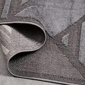 Zara Antrasit Geometrik Halı Zt03 - 100x300
