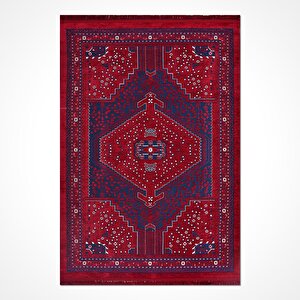 Sahra Bordo Etnik Desen Halı Sn02 - 100x300 100x300 cm