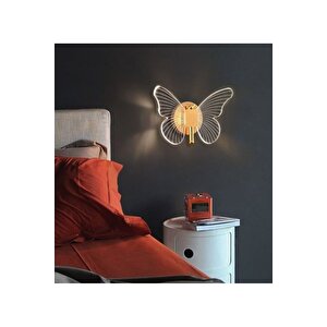 Modern Aplik Butterfly Aplik Gold Sarı Kelebek Duvar Apliği