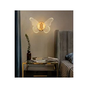 Modern Aplik Butterfly Aplik Gold Sarı Kelebek Duvar Apliği