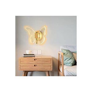 Modern Aplik Butterfly Aplik Gold Sarı Kelebek Duvar Apliği