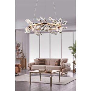 Luxury Sarkıt Leafs Led Avize Power Led French Gold Gövde