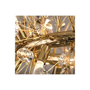 Luxury Collection Modern Sarkıt Kristal Taşlı Avize Yemek Masası Elips Gold Sarı 100 Cm