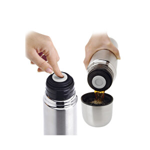 Bardaklı Old School Termos 750 Ml Gümüş