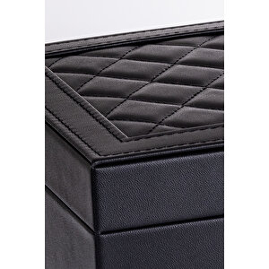 Ecrou Modern 2 Çekmeceli Takı Mücevher Kutusu Organizer Düzenleyici Siyah 13 X 23 X 10 Cm