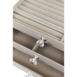 Modern 3 Çekmeceli Takı Bijuteri Mücevher Kutusu Organizer Düzenleyici Şeffaf 13 X 23 X 10 Cm