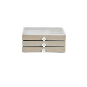 Ecrou Modern 3 Çekmeceli Takı Bijuteri Mücevher Kutusu Organizer Düzenleyici Şeffaf 13 X 23 X 10 Cm